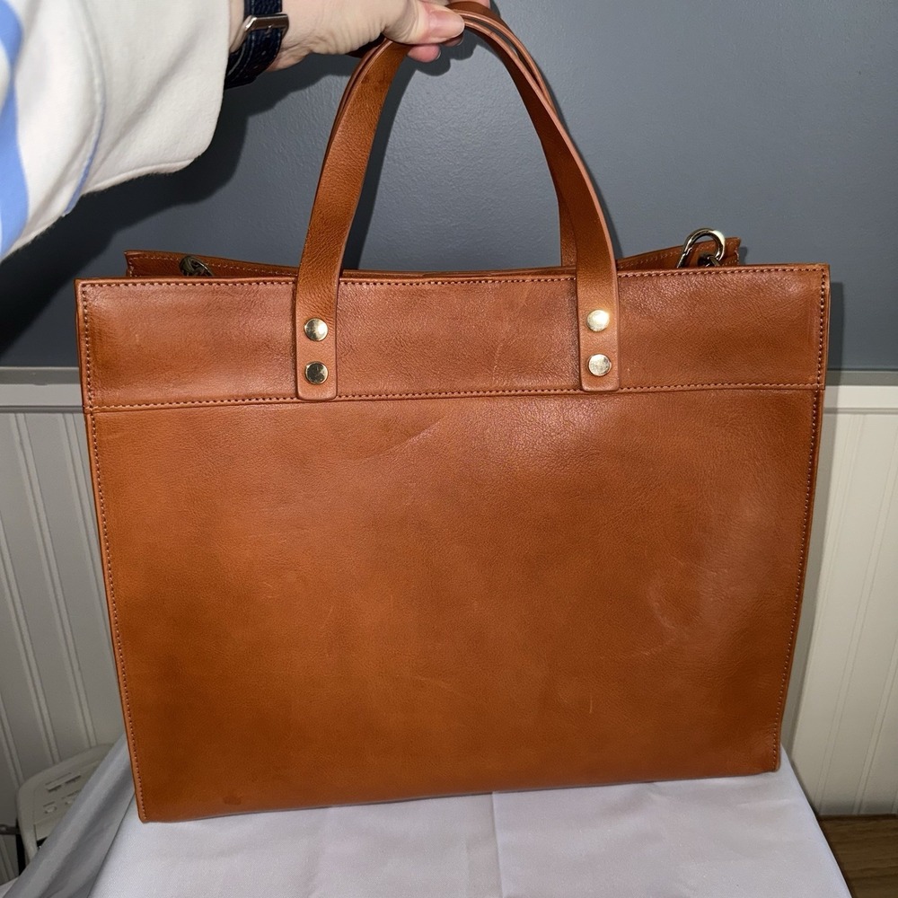Mark And Graham Large Essential Leather Tote Camel Brown Shoulder Crossbody Bag